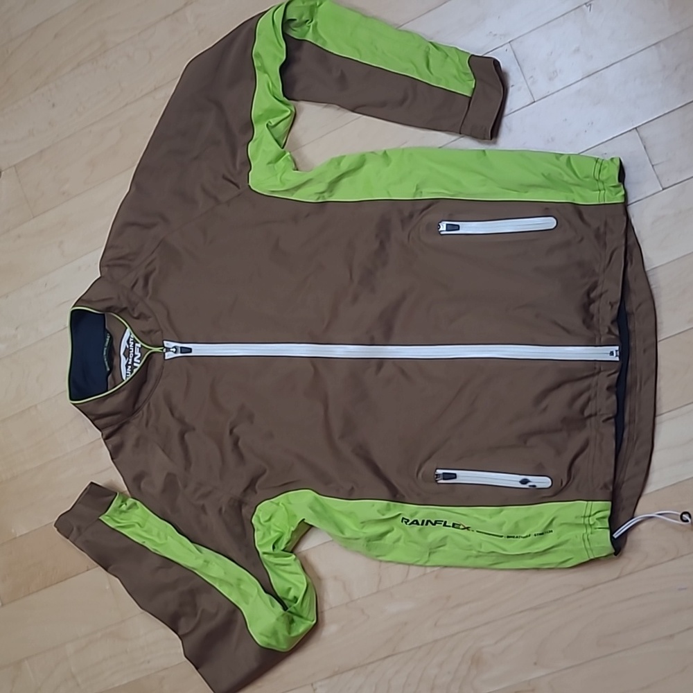 Sun Mountain RainFlex Womens RFX Jacket- Green&Brown Zip up with Pockets Size M